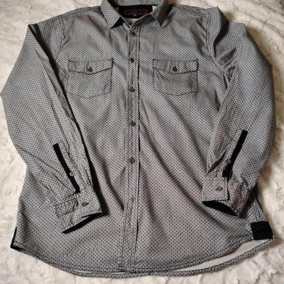 PD&C Navy Blue and White Button Down Shirt, Large - Picture 7 of 12